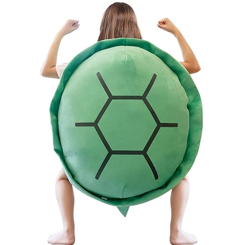 Cuecutie 40 Inch Wearable Turtle Shell Pillows Tortoise Shell Stuffed Animal Turtle Plush Cushion Toy Dress Up for Adult - Green