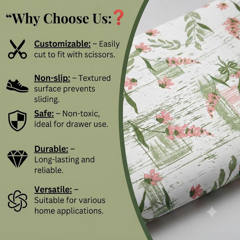 Image of Dribble (45cm X 300cm) Eva Shelf Liner Mat Roll, Non Slip Drawer & Cabinet Liner for Kitchen, Waterproof Oilproof Washable Fridge Mat, Anti Skid Multipurpose Mat (Floral Hormony Peach)