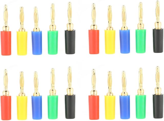 20 Pcs/Set Banana Plugs 2mm,fix Mixed Colors Brass Plastic Test Probes Audio Speaker Connector Panel Mount Banana Socket Jack,for Electrical Testing