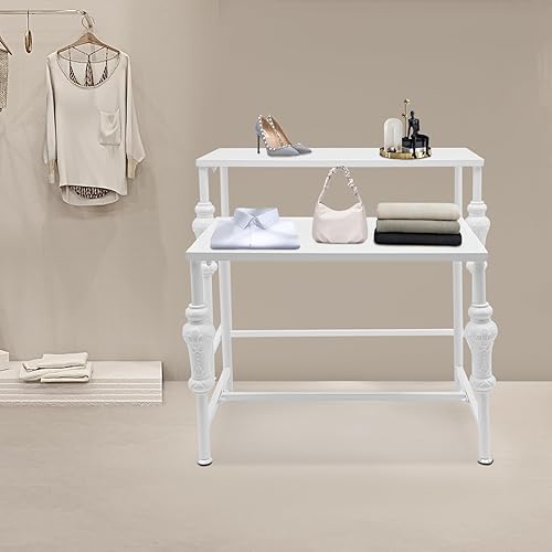 Miniatura 3 de Industrial Retail Display Tables, Standing Clothing Shoes Display Tables with Adjustable Feet (within 0.2 Inches), Set of 2 Boutique Display Stand