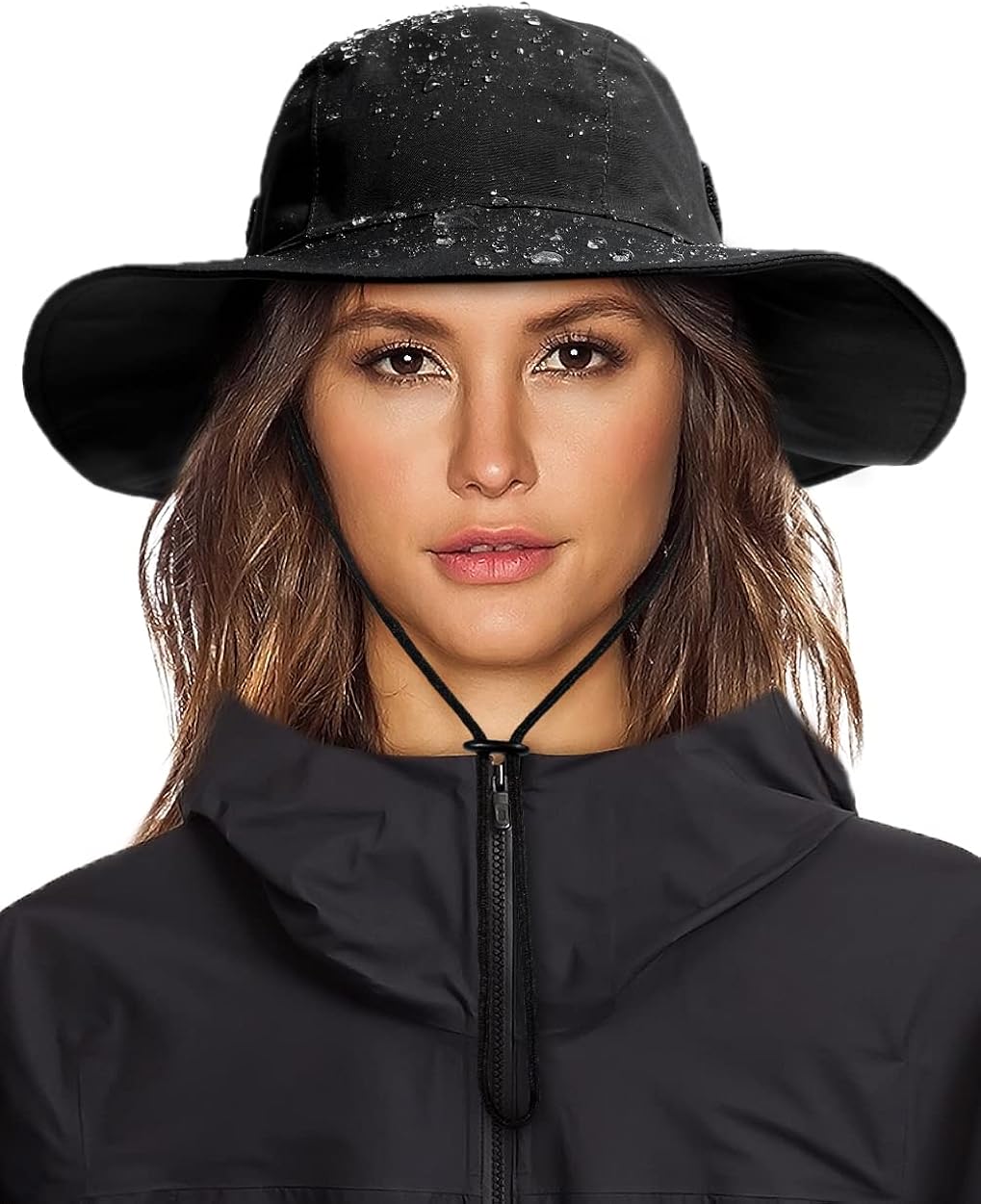 Womens Winter Waterproof Bucket Hat Warm Fleece Lined Rain Hat UPF50+ Mens Outdoor Adventure Research Hiking Safari Cap Black at  Women’s Clothing store