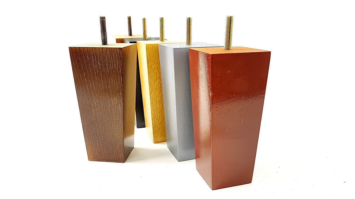 Knightsbrandnu2u 4x Wooden Furniture Legs M10(10mm) 150mm High Dark Oak Wash Replacement Square Tapered Sofa Feet Stools Chairs Sofas Cabinets Beds PKC147