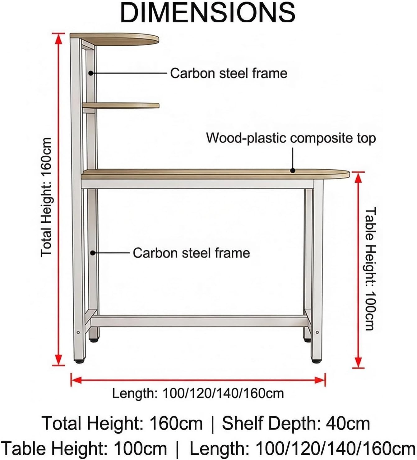 Bar Table,Kitchen Breakfast Bar,Breakfast Bar Table with Footrest,16mm Thick,Length 120/140/160cm,Easy Assembly,for Small Spaces Breakfast Nook,Home Kitchen Dining,Pub