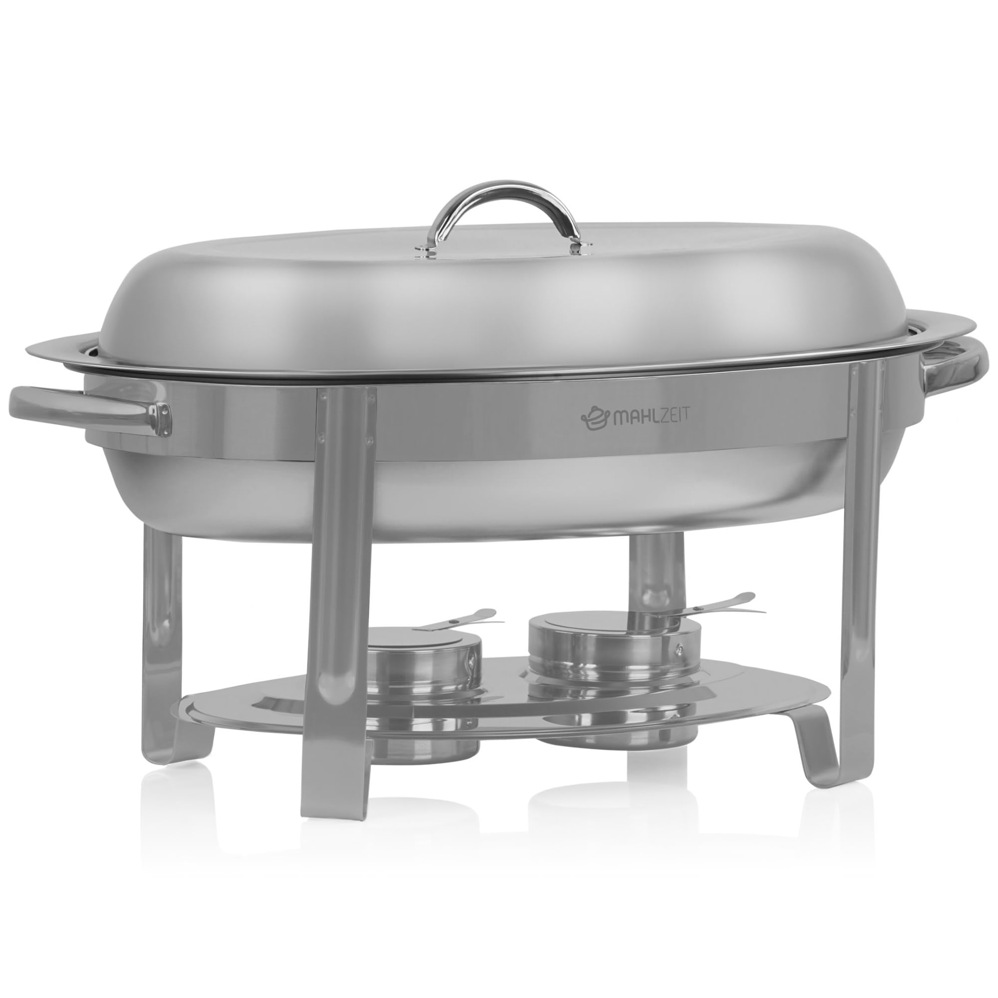Mahlzeit Edelstahl Chafing Dish oval 5 Liter | Speisenwärmer rund, Wärmebehälter, Warmhaltebehälter Essen, Buffetwärmer | Bain Marie Rechaud, Chafing Dishes für Buffet Catering und Party