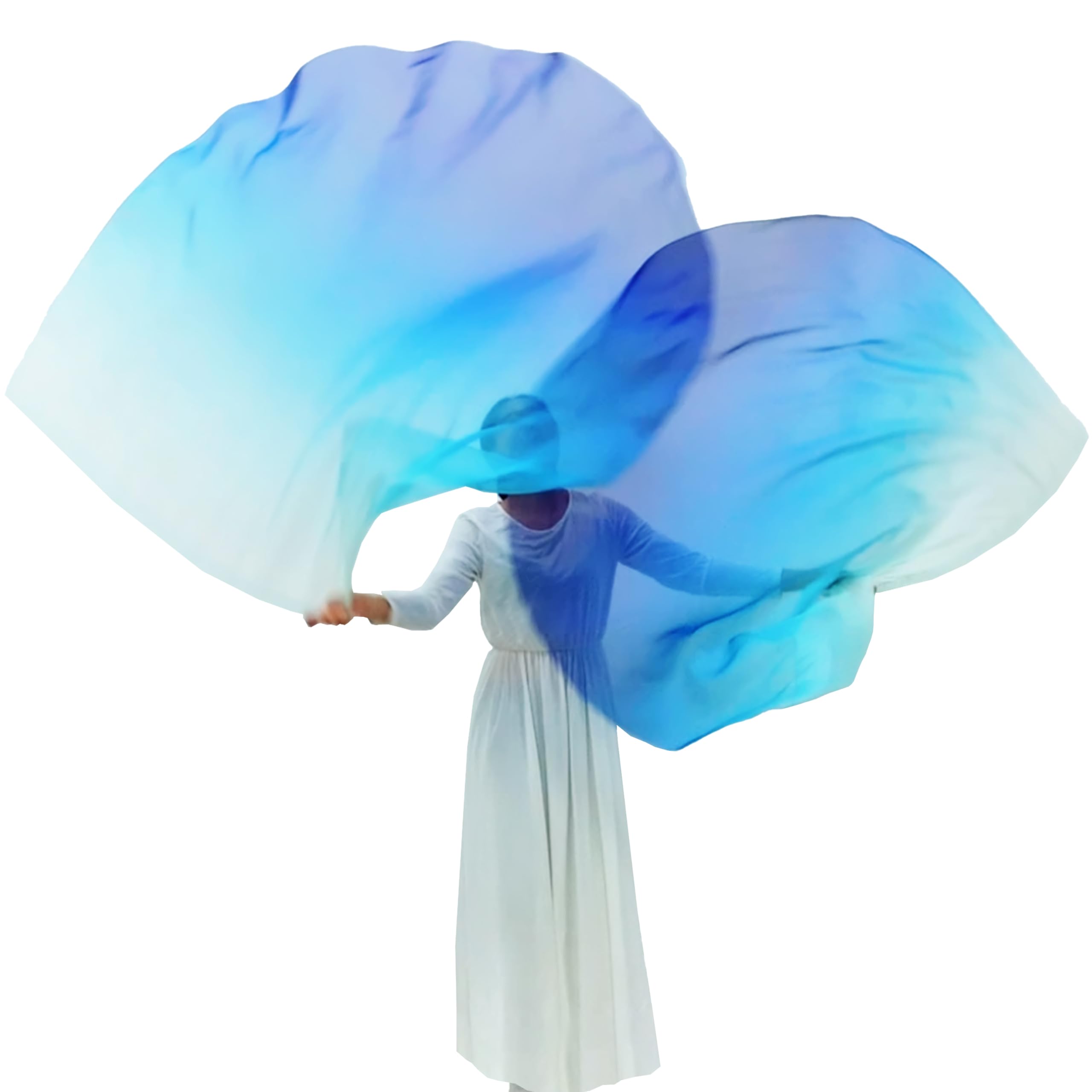 Wuchieal Juego de 2 banderas de adoración de 55 pulgadas, banderas de guardia de color, banderas de danza cristiana, banderas de baile de alabanza para banderas de baile de adoración, 6# blanco, azul