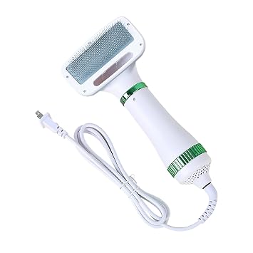 2 in 1 Pet Hair Dryer Dog Dryer with 3 Quiet Heat Settings for Short & Long Haired Dogs Grooming Kit Dog Bathing Supplies with Smooth Brush for Small and Medium Dogs and Cats Green