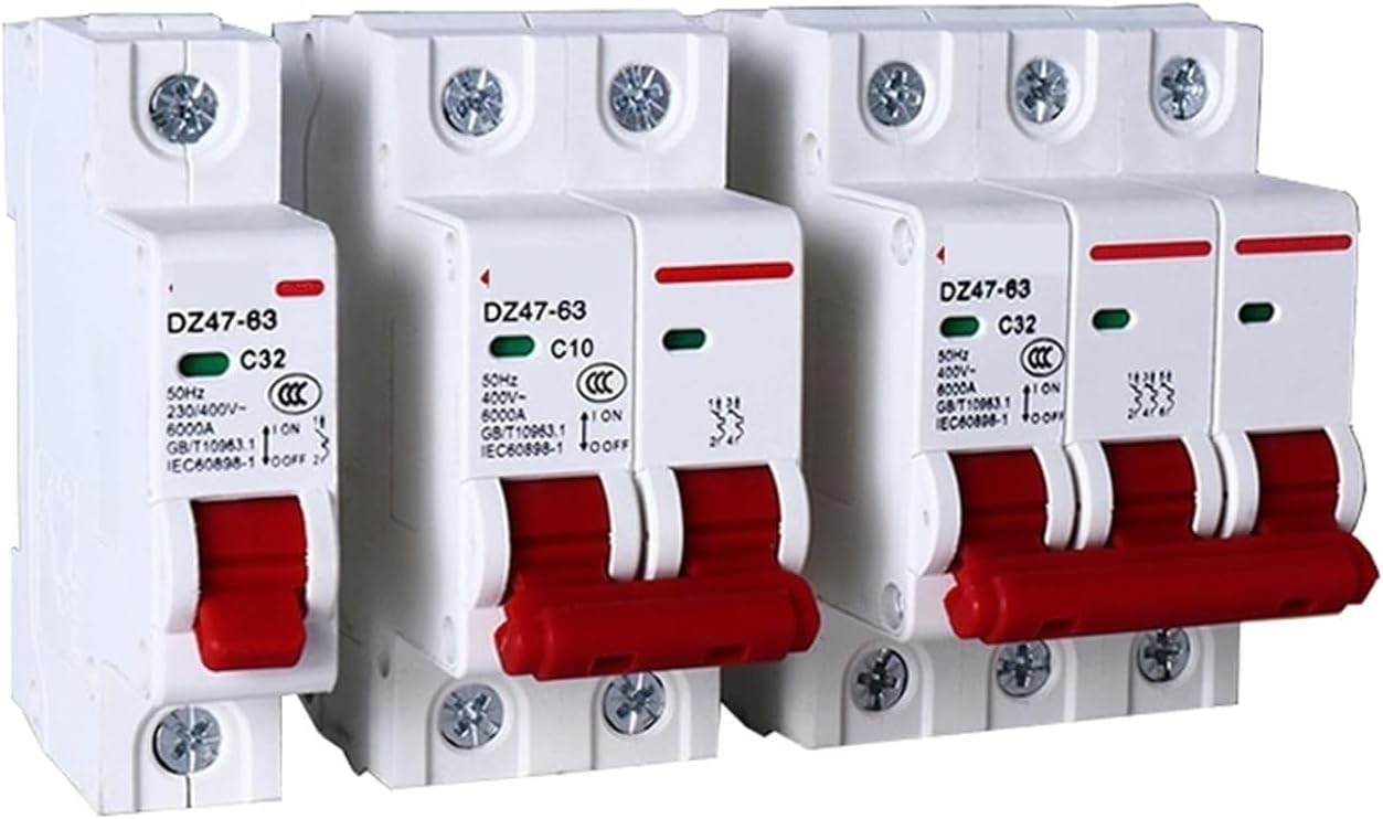 Circuit breaker1/2/3/4P MCB DZ47-63 C Type 400V Mini Circuit Breaker 6A 10A 16A 20A 25A 32A 40A 63A Mounting 35mm Din Rail Overload 1Pcs (Size : 1P, Color : 6A) (Color : 6A, Size : 4P)