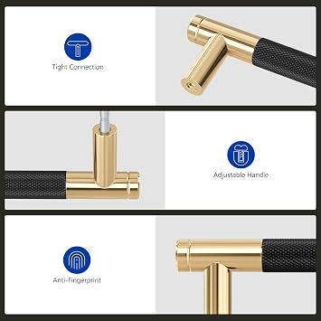 LONTAN 2 Pack Black Kitchen Cupboard Handles 160mm Black Cupboard Handles Aluminum Alloy Drawer Pulls for Wardrobe Cabinet Bathroom Drawer