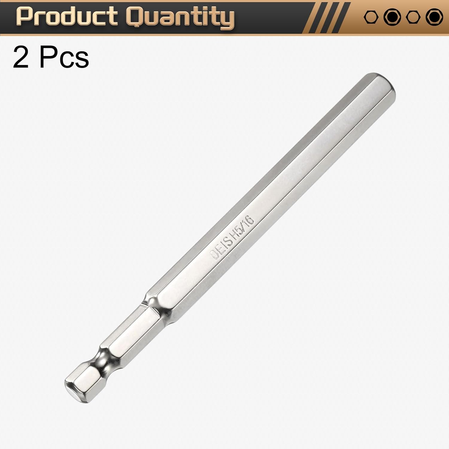HARFINGTON 2pcs H5/16 Hex Head Screwdriver Bit 5/16" Flat Tip 1/4" Hex Shank 4" Long Magnetic Hexagonal Screw Drill Bit Wrench Chrome Plated Power Driver Socket