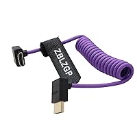 Vista 20 de Cable HDMI en espiral 8K ángulo derecho izquierdo tipo A HDMI 2.1 Cable para cámaras Sony Canon R5 Nikon Blackmagic Pocket Cinema