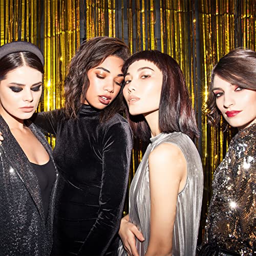 Image of 5 Pack Gold Fringe Backdrop 3.2ft x 8.2ft Foil Curtain Tinsel Foil Fringe Curtains Backdrop Tinsel Backdrop Streamers for Birthday Curtain Party Decoration Wedding Christmas Decoration (Gold)