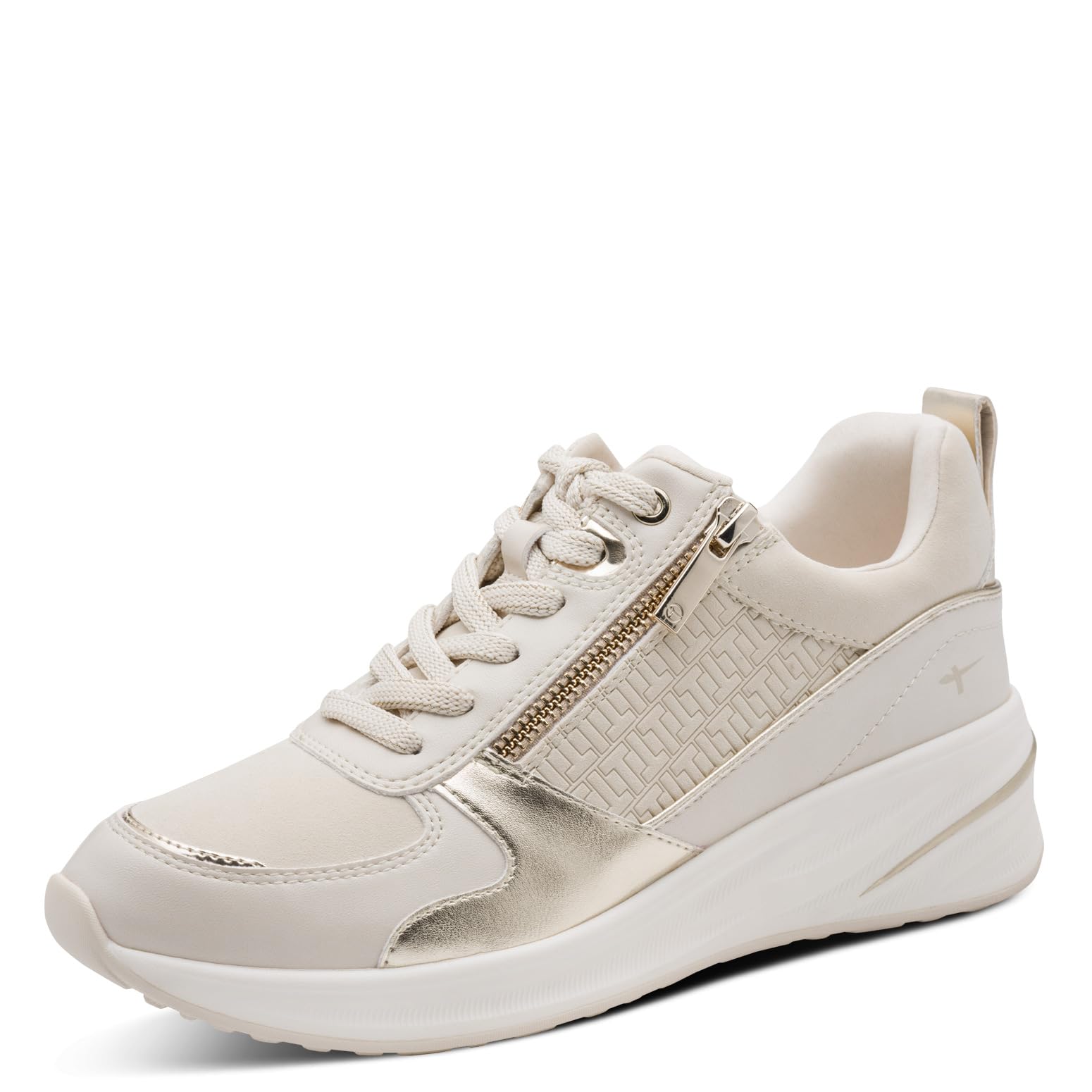 Infinity Leather Women's Ivory Tamaris Platform Trainers Sneaker Zip Lace-Up Running Shoes - 23754 In | : Size 6.5