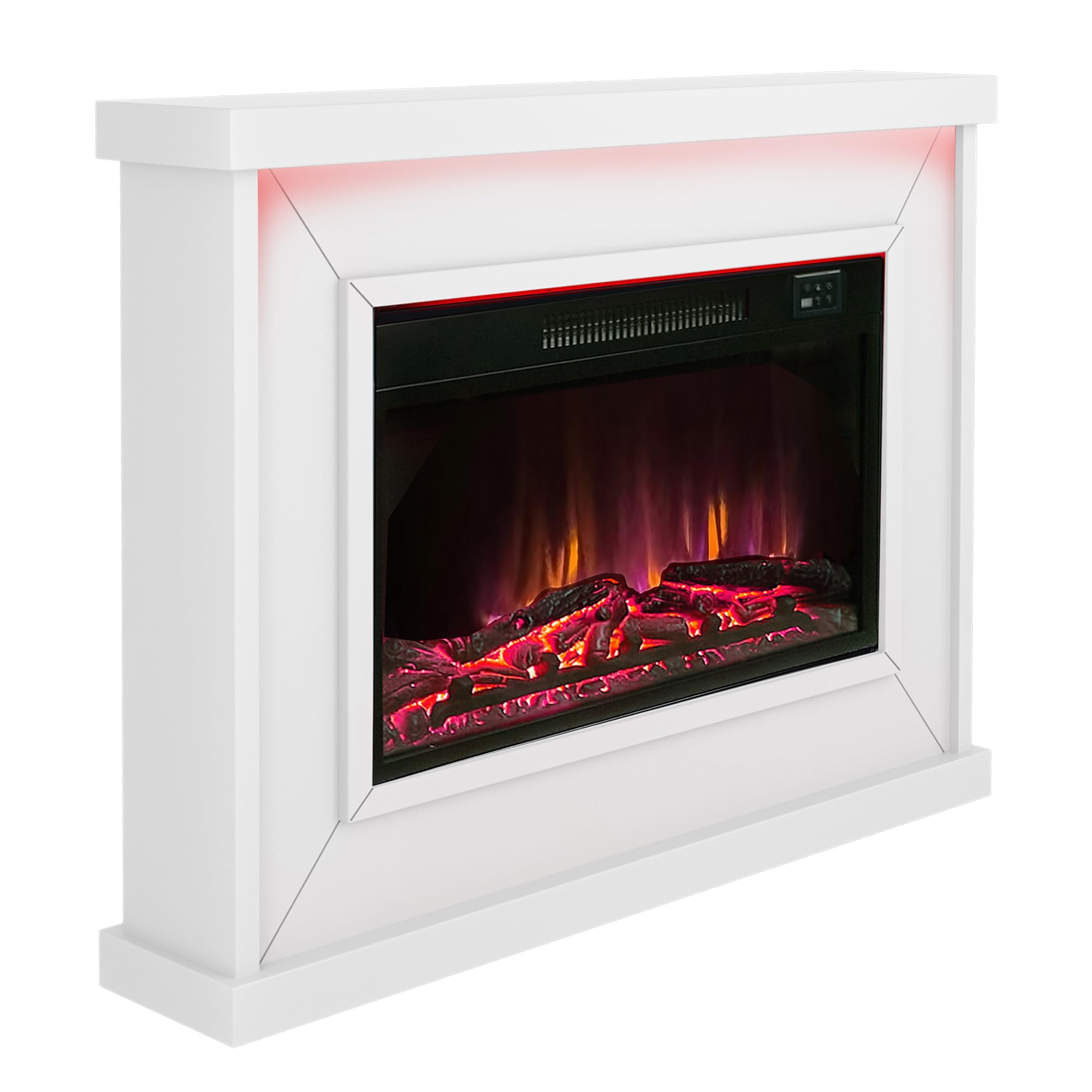 Endeavour Fires And Fireplaces White Endeavour Fires Harwood Electric Fireplace Suite 39'' With Remote Control And Realistic Multi Colour Flame Effect And Mood Light In Off- Surround