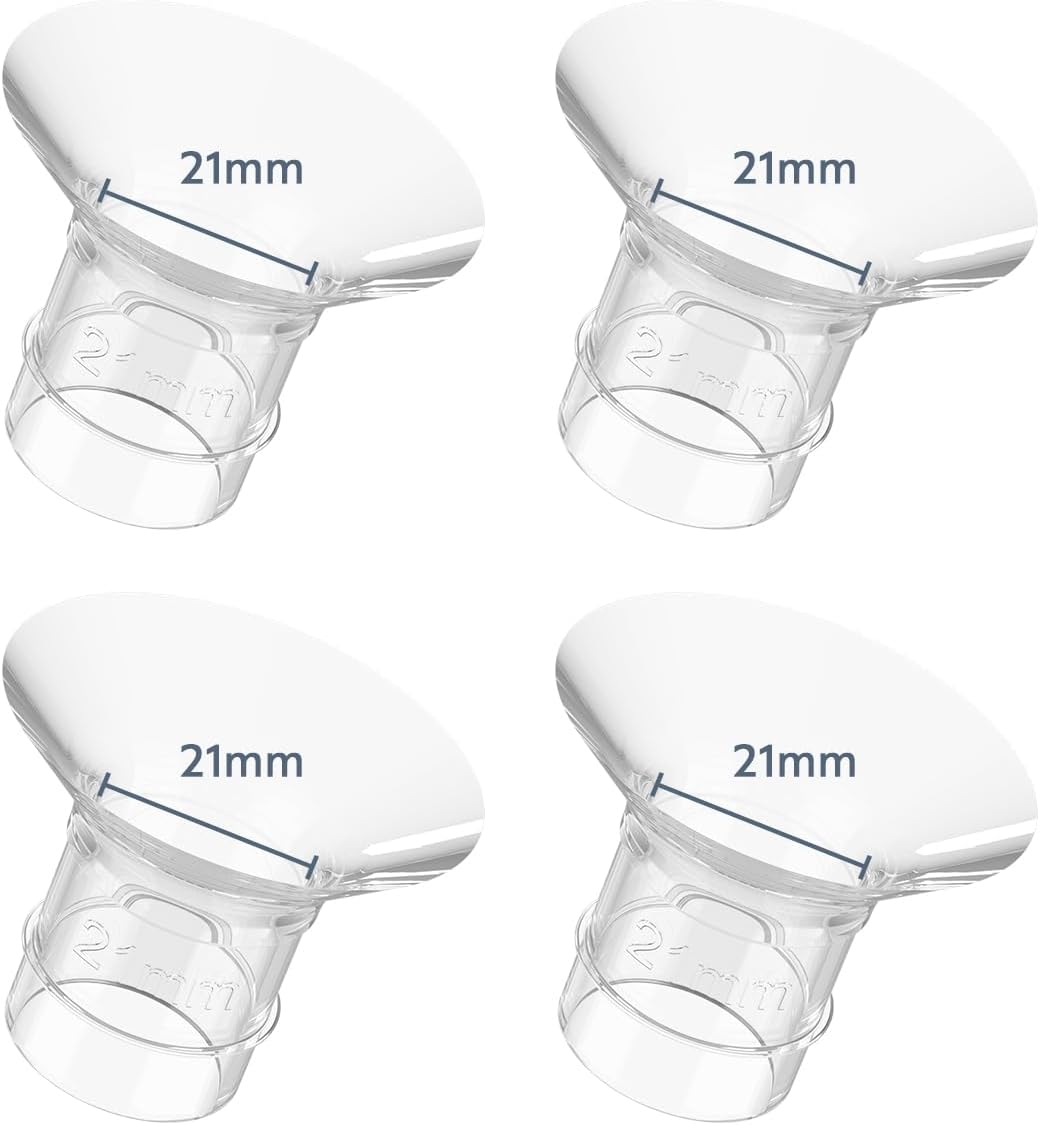 MomMed Flange Inserts Compatible with MomMed/Momcozy/Medela/Elvie/Spectra/Bellababy/TSRETE/Willow/Other Brands - Reduce 24mm Nipple Tunnel Down to 21mm (4PCS, 21mm)
