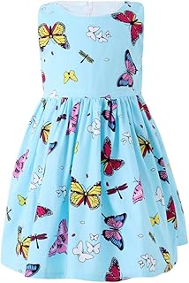SMILING PINKER Vestidos para niñas pequeñas, de algodón, sin mangas, mariposas