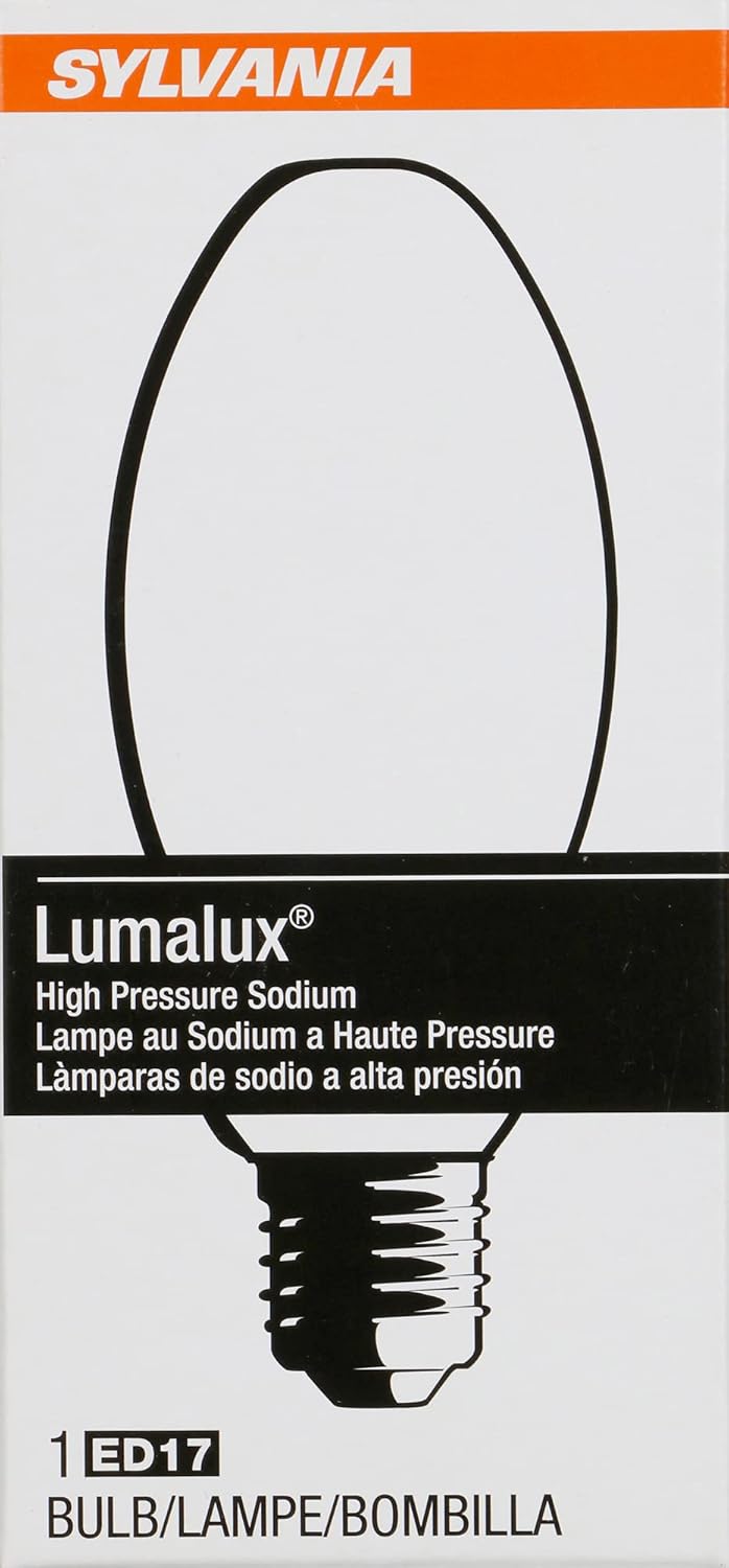 SYLVANIA Lumalux High Pressure Sodium HID Light Bulb, ED17 70W, Medium Base, 4000 Lumens, 1900K, Clear - 1 Pack (67504)