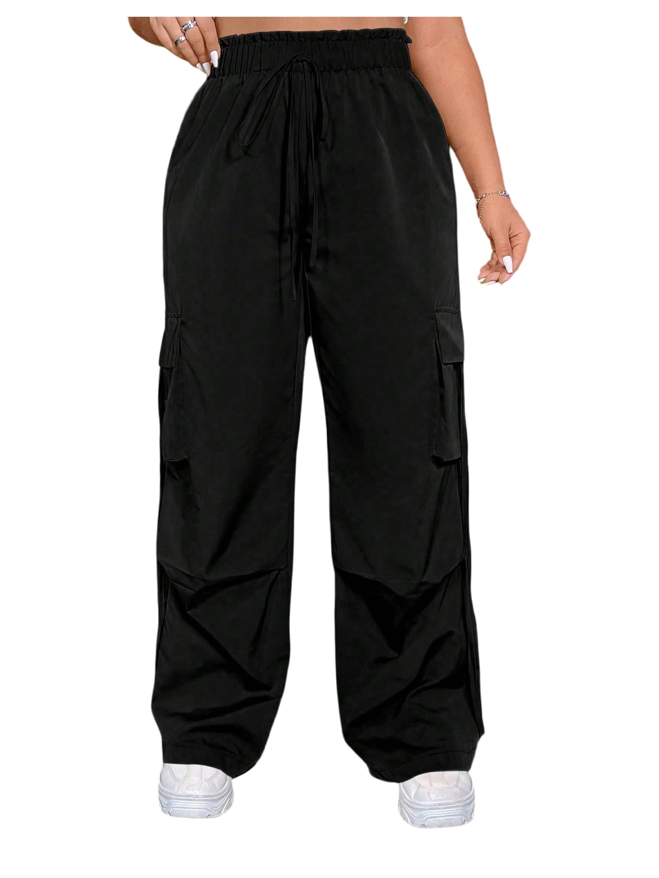 Verdusa Womens Plus Size Wide Leg Cargo Pants Streetwear Long Trousers with Pockets