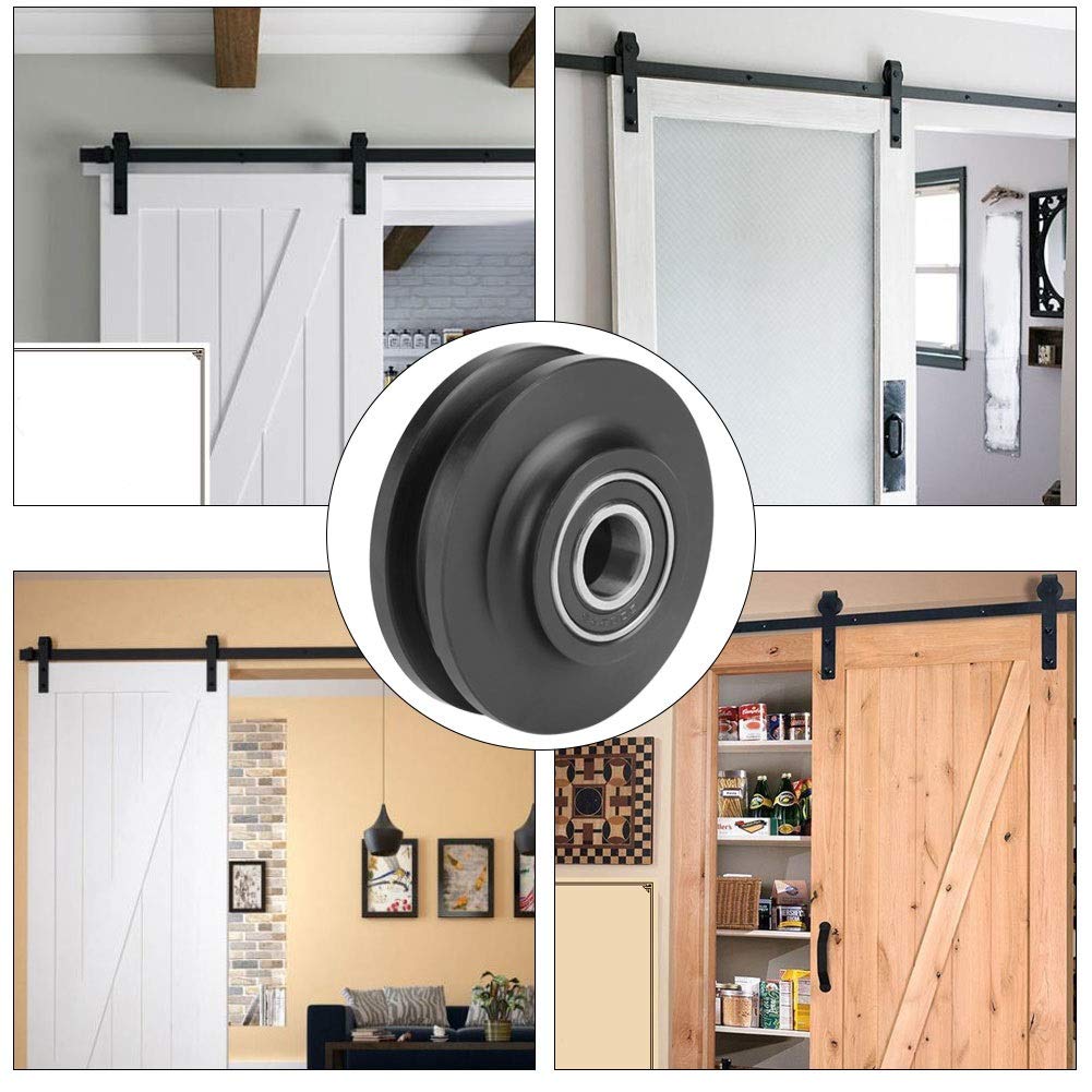 Nikou 2Pcs Rouleaux de Porte de Grange, Coulissante Porte de Grange Roue Garde-Robe Quincaillerie Rouleau Armoire Fenêtre Poulie pour Usage Domestique