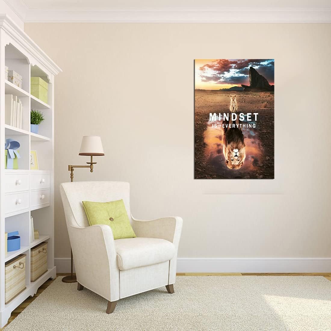 Motivational Inspiration Posters Lion king Mindset is Everything Wall Art Canvas Painting Print Poster Artwork Home Decoration Living Room Bedroom Office Frame Ready to Hang[24''W x 36''H]