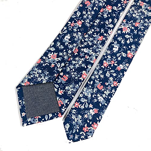 Image of Mantieqingway Men Skinny Tie Cotton Floral Necktie for Wedding Groomsmen Tie