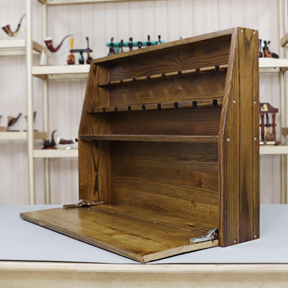 HEYSONG Wooden Smoking Pipe Cabinet Rack Holder Better for the Collection and Display of Tobacco Pipes HSFA0111 : Health & Household