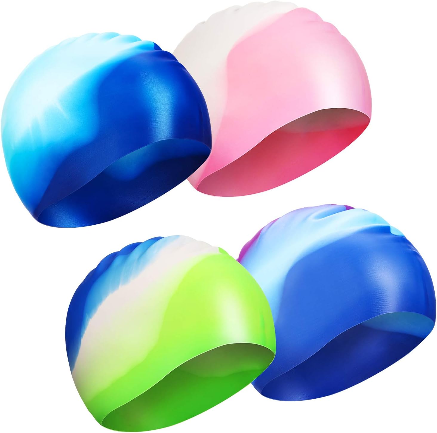 SATINIOR 4 Pieces Kids Silicone Swim Cap Mixed Color