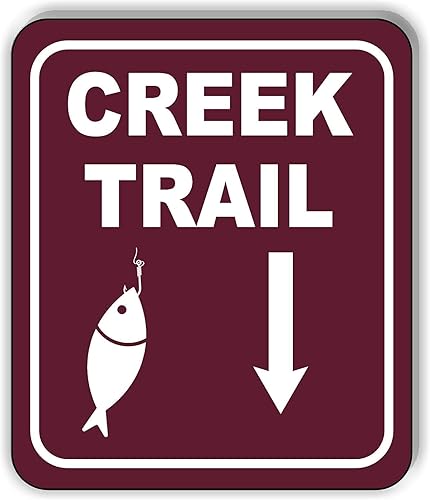 Creek Trail Directional Downward Arrow Camping Aluminum Composite Outdoor Sign 8.5" x10"