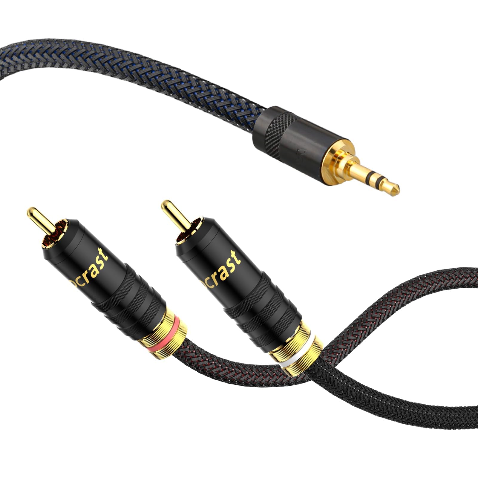 Câble audio stéréo RCA vers jack 3,5 mm AUX vers RCA 2 RCA pour TV, PC, MP3, tablette, amplificateur HDTV, haut-parleur Soundbar, etc. (1 m)