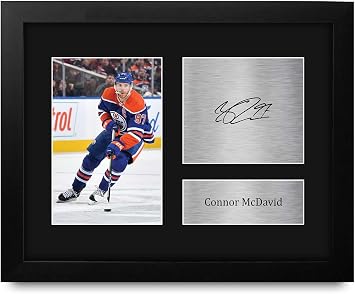 HWC Trading Connor McDavid Edmonton Oilers Gifts Printed Signed Autograph Picture for Ice Hockey Fans - US Letter Framed