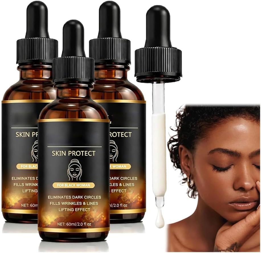 Walker Skin Protect Serum for Black Women,Anti-Aging Face Serum For Dark Circles & Fine Lines,Advanced Firming Face Serum To Reduce Wrinkles,With Black Castor Oil,Hydrating,Natural Ingredients (3 Pcs)