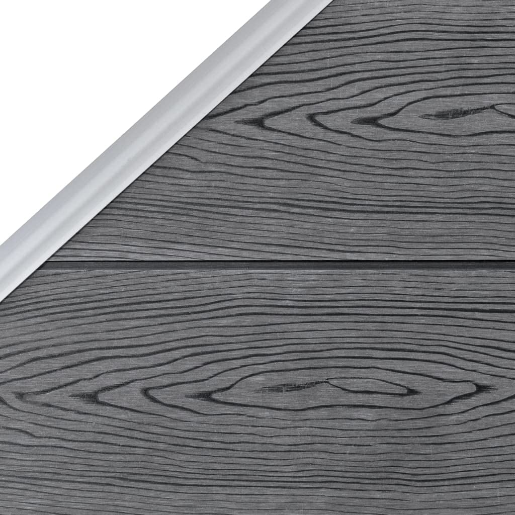 Recinzione WPC Modulare Grigia per Giardino con Pali, 1830x186 cm | Pannelli frangivento modulari per giardino ed esterno. Struttura in WPC e alluminio per massima privacy.