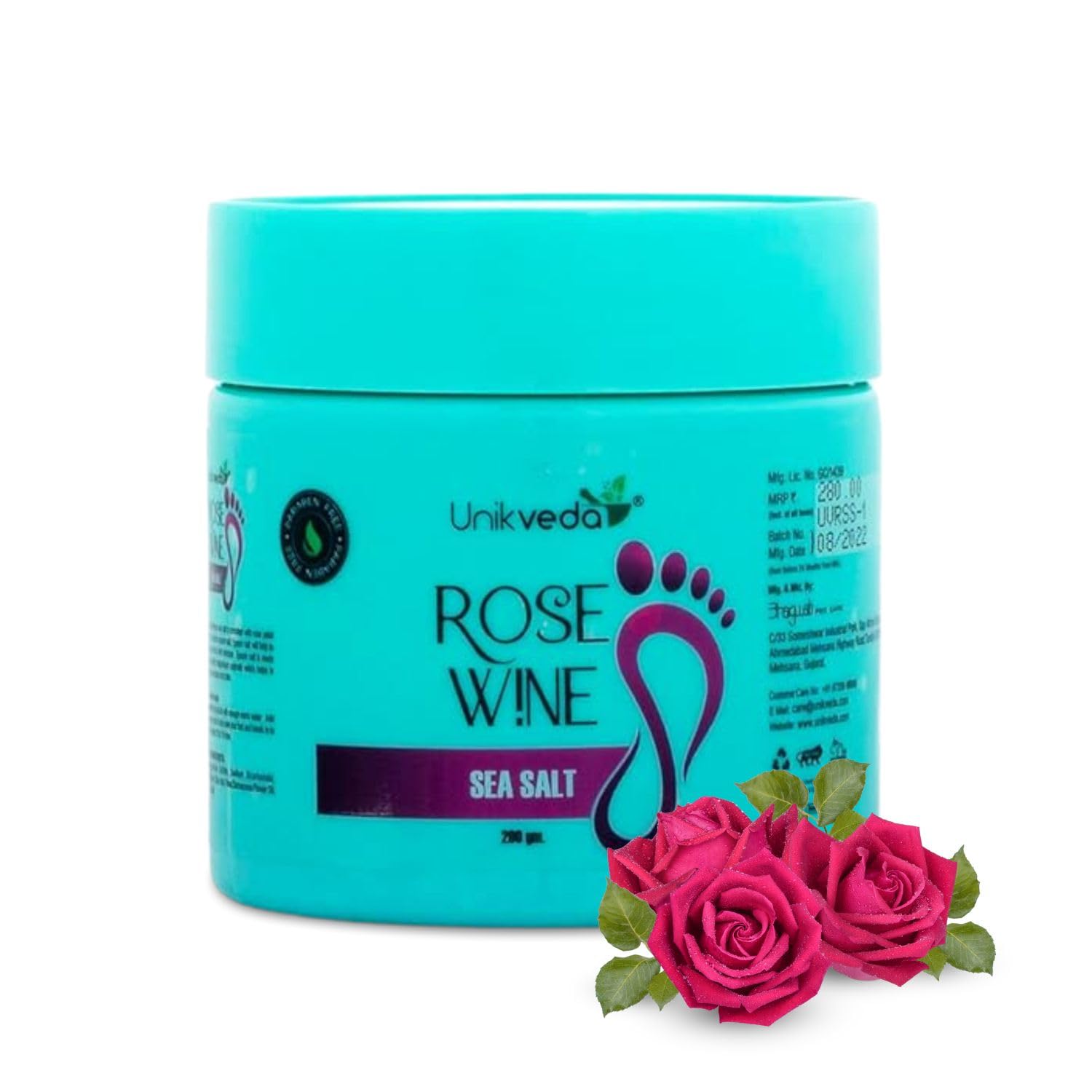 unikveda Rose Wine Pedicure & Manicure Herbal Sea Salt Soak For Relaxation & Refreshing Skin, Enriched with Rose Petal Oil (200 g)-picture-37