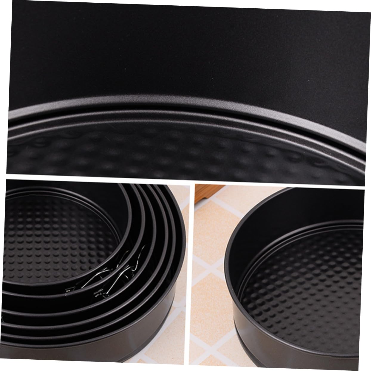 6 Piezas Molde Redondo Desmontable Antiadherente para Tartas Acero al Negro Horno Refrigerador Fácil Limpieza para Fiestas Bodas Cumpleaños