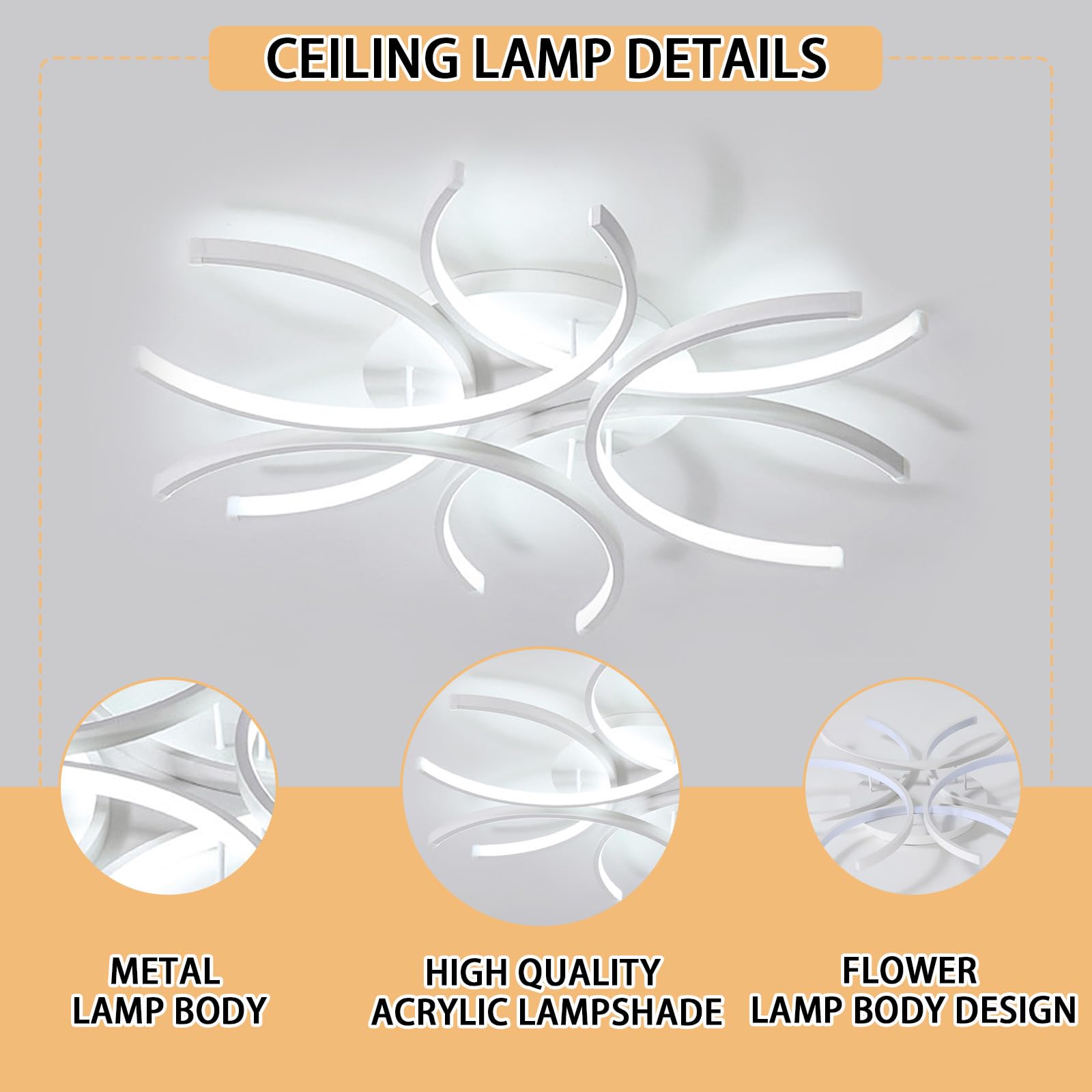 Smart Lampadario Soggiorno con Telecomando e APP, Creativo Plafoniera LED Dimmerabile con Funzione di Memoria Nessuno Sfarfallio Protezione Degli Occhi Lampada Cameretta Cucina Ufficio-60CM