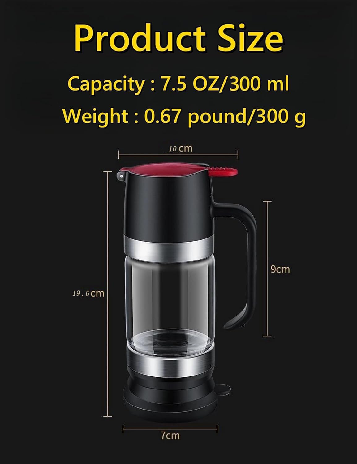 Honingpot van glas, 300 ml, honingdispenser, 9 oz siroopdispenser met afneembare boven- en onderdeksels, voor siroop suiker sojasaus koken wijn andere vloeistoffen