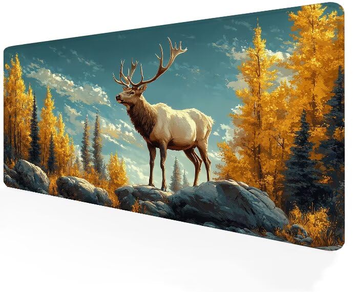 Tapis de souris cerf grand format pour ordinateur de bureau et travail