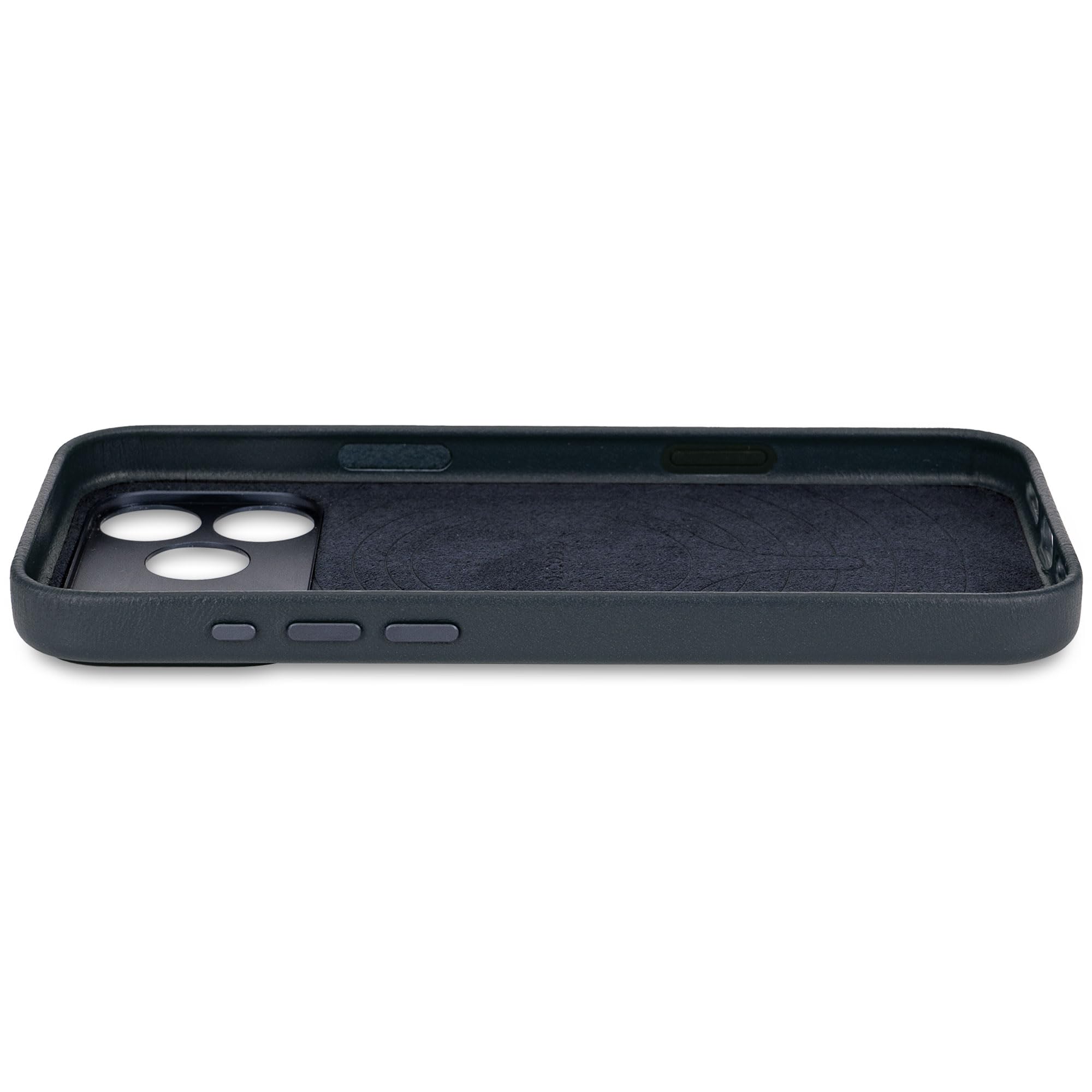 Decoded Lederhülle für iPhone 17 Pro Max, Premium ECCO Leder, MagSafe Kompatibel, Vollständiger Kameraschutz, Metalltasten, Stoßfest, Kratzfest, Glas Kamera Taste, Marineblau