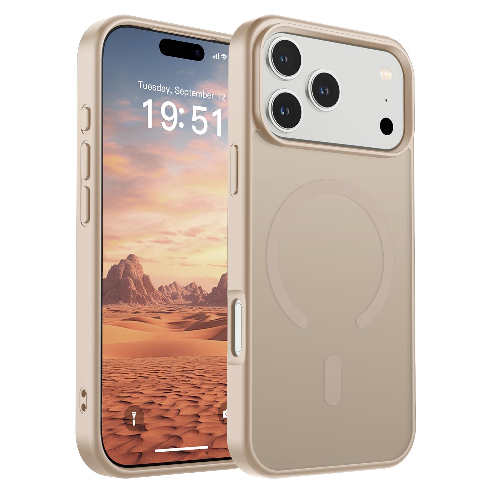 SUPFINE Magnetic for iPhone 17 Pro Max Case (Compatible with MagSafe)(Military Grade Drop Protection) Translucent Matte Shockproof with Anti-Fingerprint Phone Cover 2025, Desert Gold