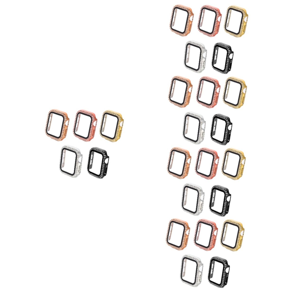 HOMSFOU 25stücke Teiliges Von Glänzenden Schutzgehäusen Für Smartwatches Mit Gehärtetem Film Kompatibel Mit Kratzfest Leicht Und Installieren Idealer Schutz Rosé Und Roségold