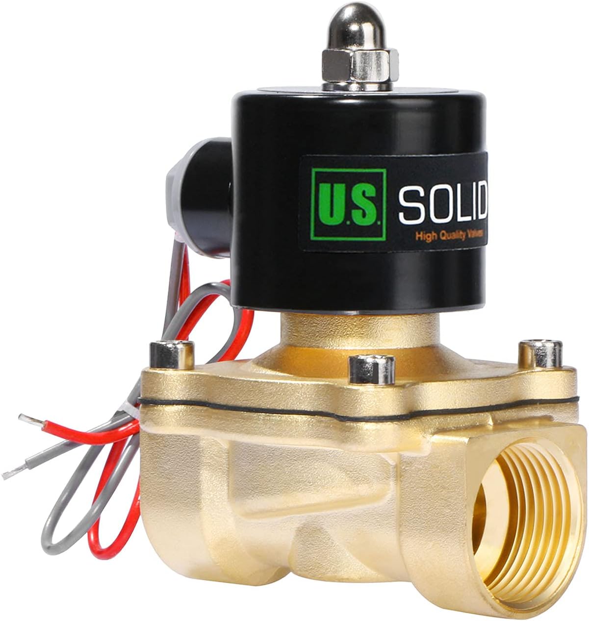 U.S. Solid 1" Brass Electric Solenoid Valve 24VAC Normally Closed VITON Air Non-potable Water Fuel