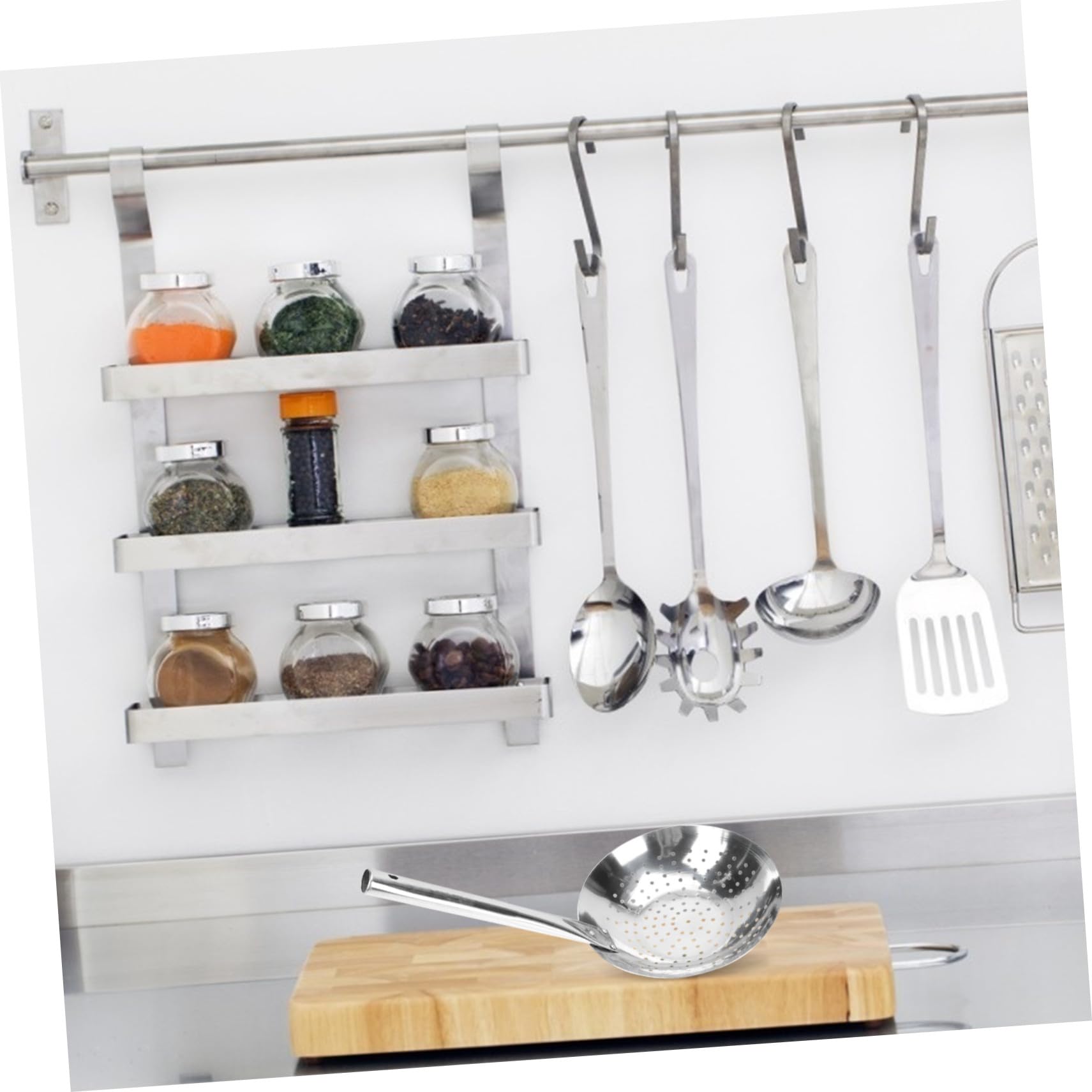 Colador de Acero Inoxidable para Cocina Colador Multifunción para Freír y Escurrir Alimentos Práctico para Familias y Restaurantes Fácil de Limpiar y Almacenar
