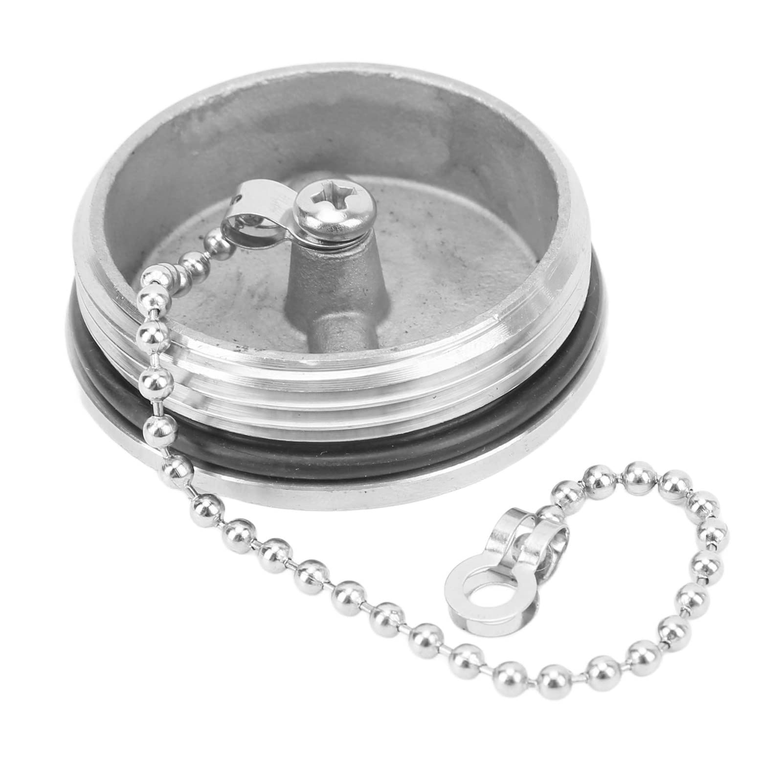 Tappo Serbatoio Carburante In Acciaio Inox Per Barche 38mm: Con Catena E Guarnizione, Accessorio Nautico