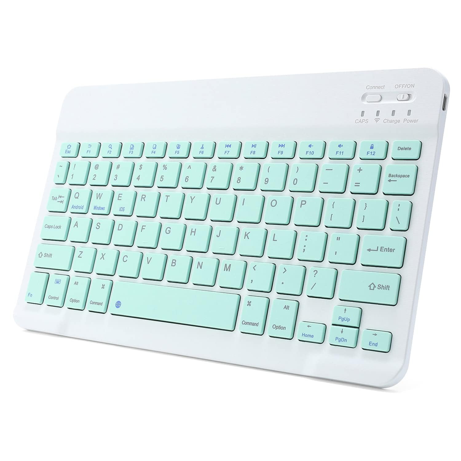 ultra-slim bluetooth keyboard, mouse combo rechargeable wireless portable for ipad, iphone, android tablets & smartphones-(light-green)