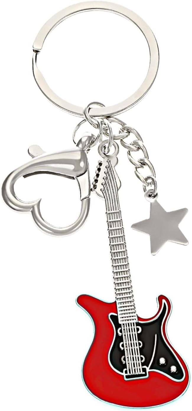 Meefisher Aesthetic Punk Music Guitar Keychain, Cute Star Key Chain Key Rings For Women Music Lovers, Kawaii Gifts