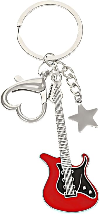 Meefisher Aesthetic Punk Music Guitar Keychain, Cute Star Key Chain Key Rings For Women Music Lovers, Kawaii Gifts