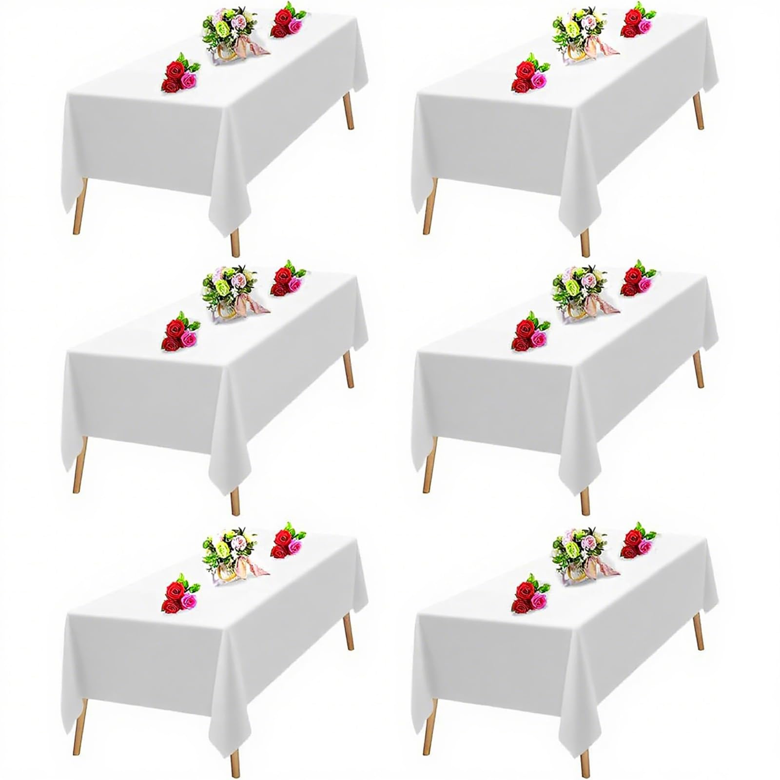 Photo 1 of OUDIS White Table Cloth Rectangle,12 Packs 60x102 Inches Tablecloth for 6 Foot Rectangle Tables,Professional Polyester Fabric Table Cover for Wedding, Party,Banquet Occasion Decorations(12pcs)