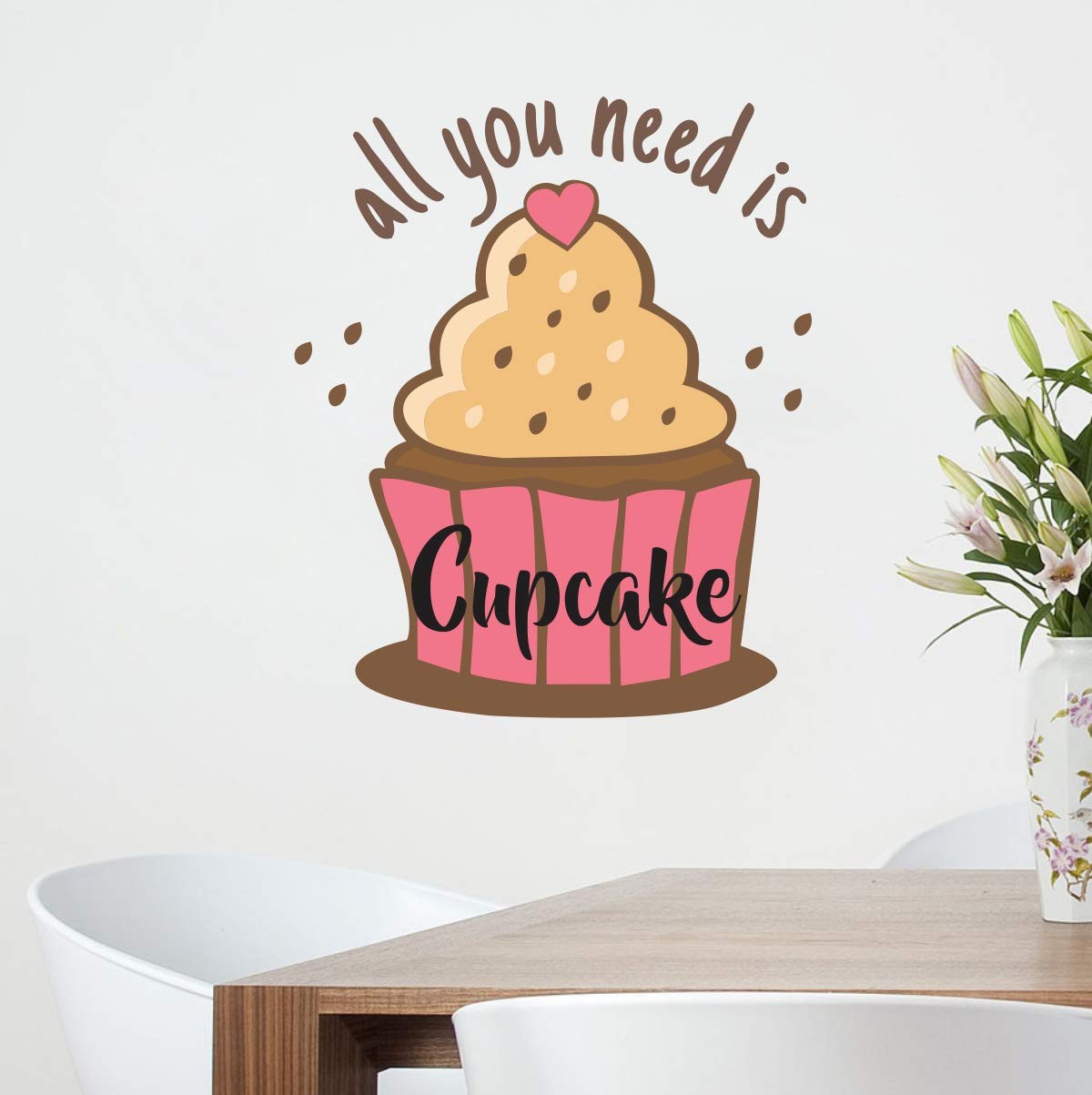 Cupcake Wall Sticker & Decal (PVC Vinyl, Size - 58 Cm X 41 Cm)