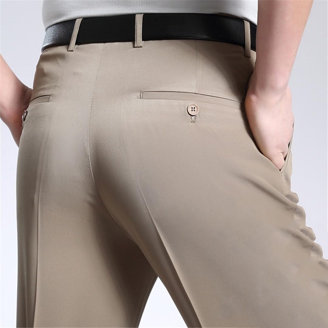Vogrtcc Pantalones De Vestir Finos De Cintura Alta para Hombres Pantalones De Traje De Negocios Sueltos Rectos