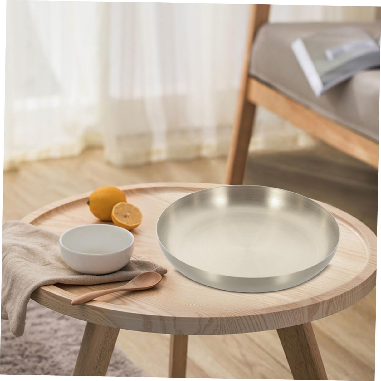 POPETPOP 3 Pièces Plateau de Service Acier Inoxydable Assiette Polyvalente pour Steak et Snack Design Moderne pour Famille Restaurant et