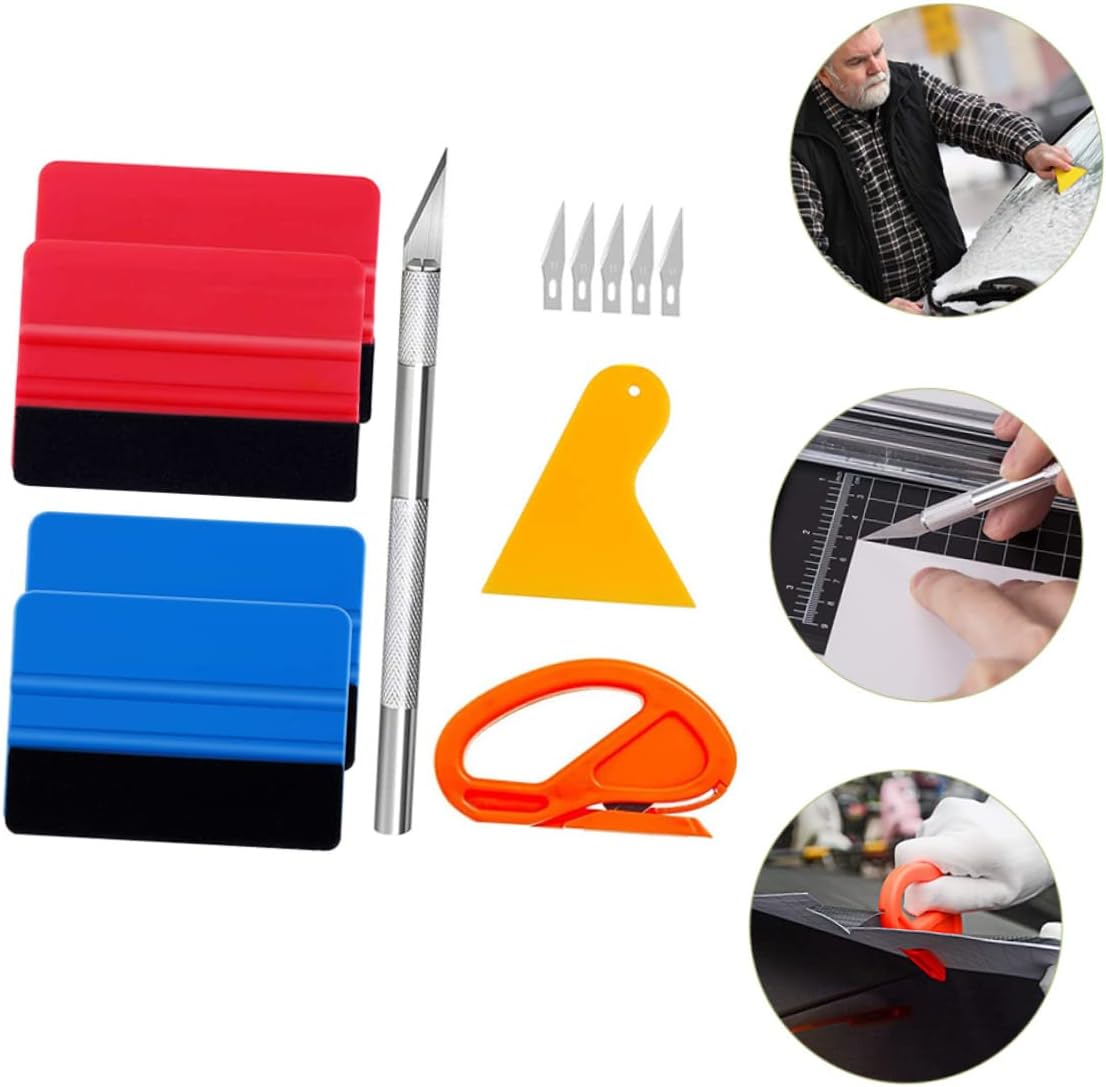 Car Window Tint Tool Kit Vinyl Wrap Applicator Set for Easy Film Installation Includes Squeegee Cutter and Blades for Smooth Application